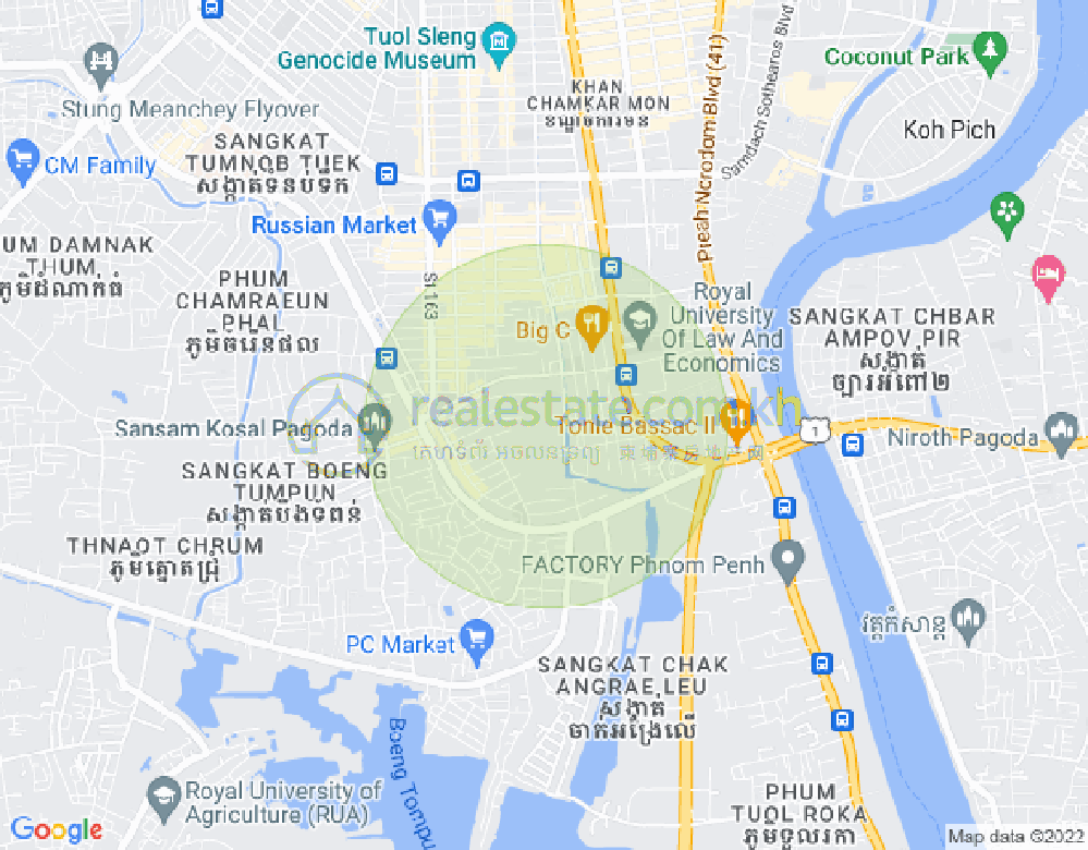 プサードウムトコウ, チャムカモン, プノンペンの地図