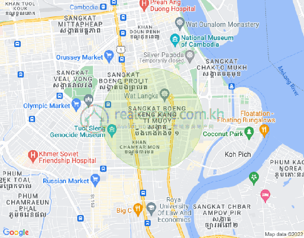 Carte de BKK 1, Boeng Keng Kang, Phnom Penh