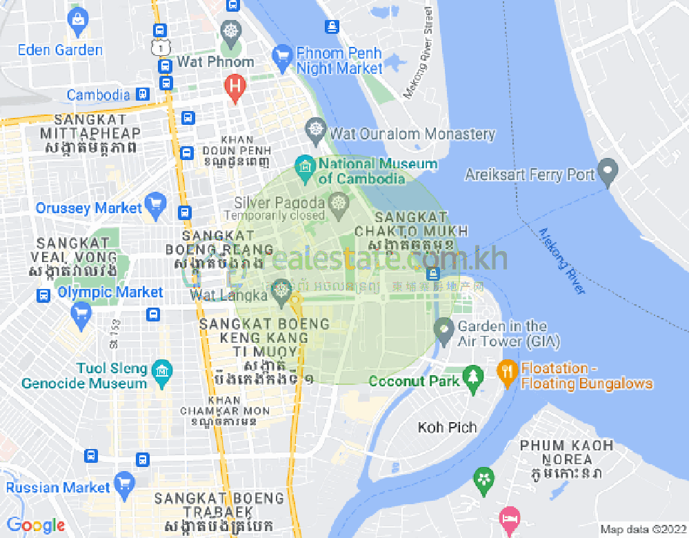 四臂湾分区, 隆边区, 金边地图
