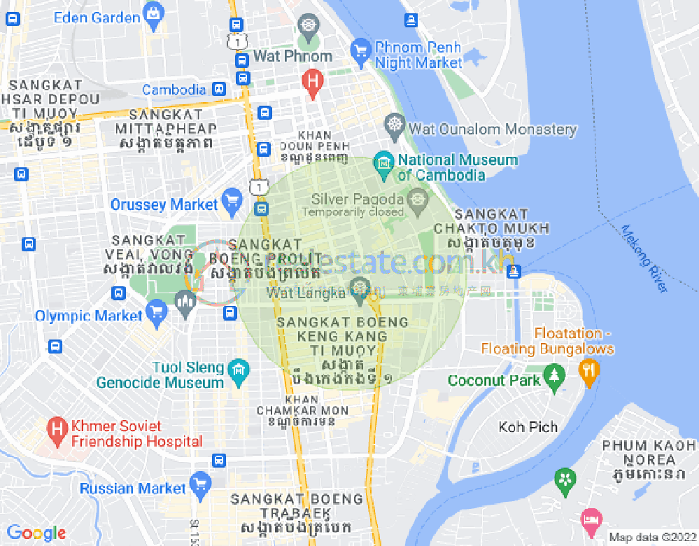 Map of Boeng Reang, Daun Penh, Phnom Penh