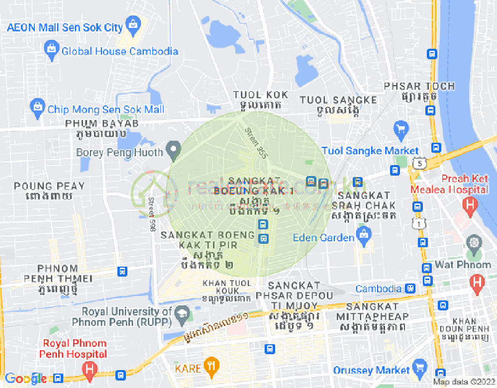 Map of Boeung Kak 2, Toul Kork, Phnom Penh