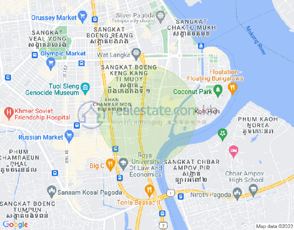 แผนที่ โตนเลบาสัก, จัมการมอน, พนมเปญ