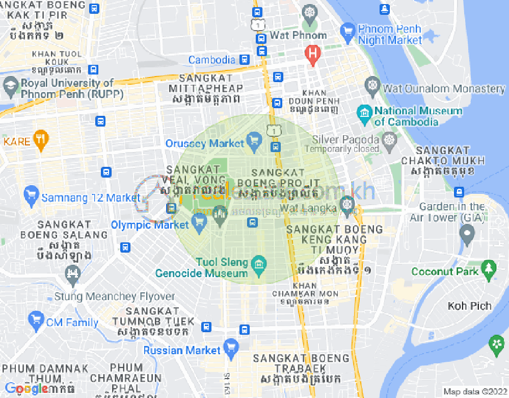 Mapa: Boeung Prolit, 7 Makara, Phnom Penh