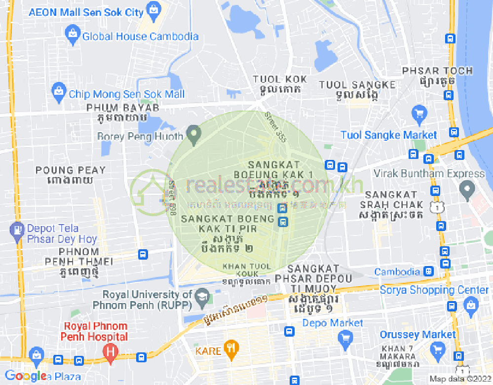 Carte de Tuek L'ak 1, Toul Kork, Phnom Penh