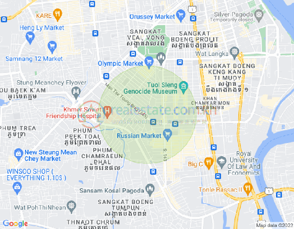 Mapa: BKK 2, Boeng Keng Kang, Phnom Penh