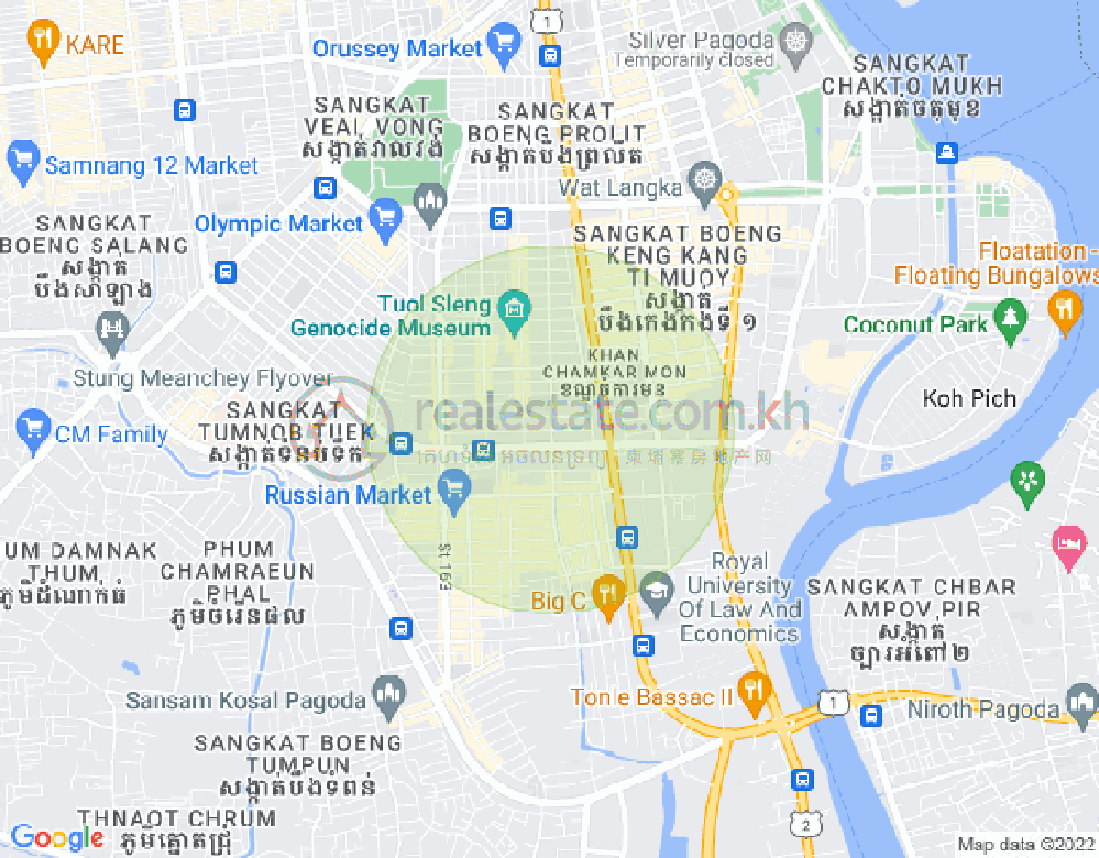 Carte de BKK 2, Boeng Keng Kang, Phnom Penh
