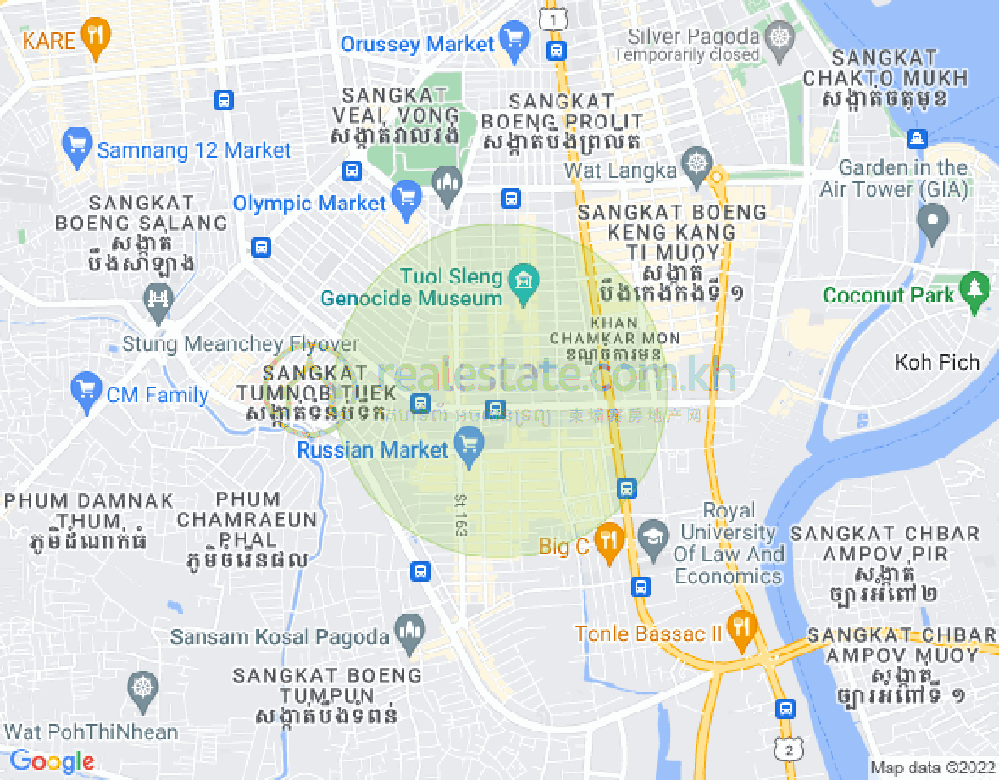 Map of Toul Tum Poung 1, Chamkarmon, Phnom Penh
