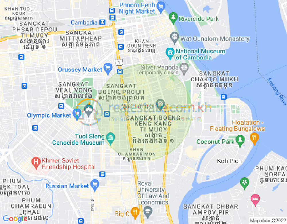 Carte de BKK 1, Boeng Keng Kang, Phnom Penh