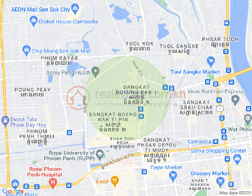 Map of Tuek L'ak 1, Toul Kork, Phnom Penh