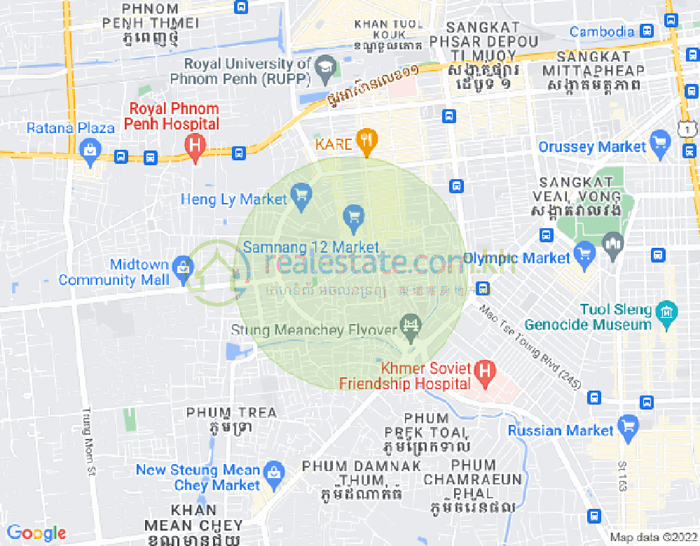 Carte de Boeung Kak 1, Toul Kork, Phnom Penh