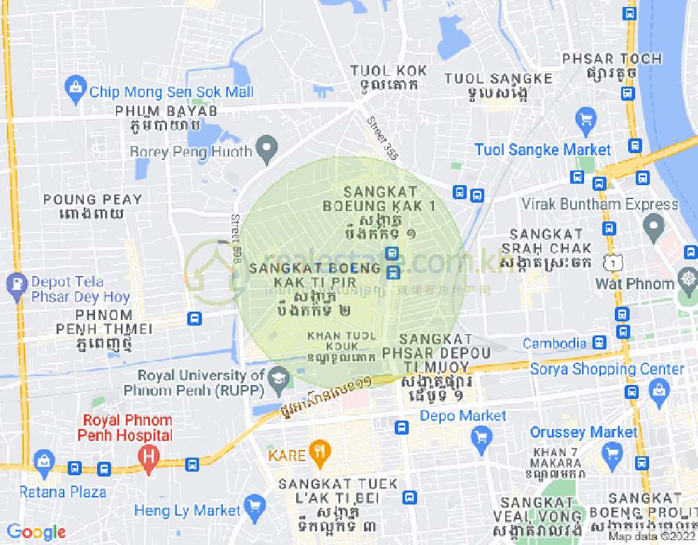 Mapa: Tuek L'ak 1, Toul Kork, Phnom Penh