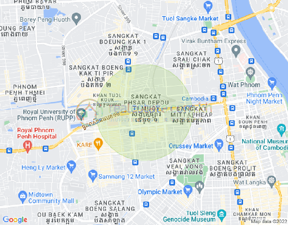 沙立波1分区, 堆谷区, 金边地图