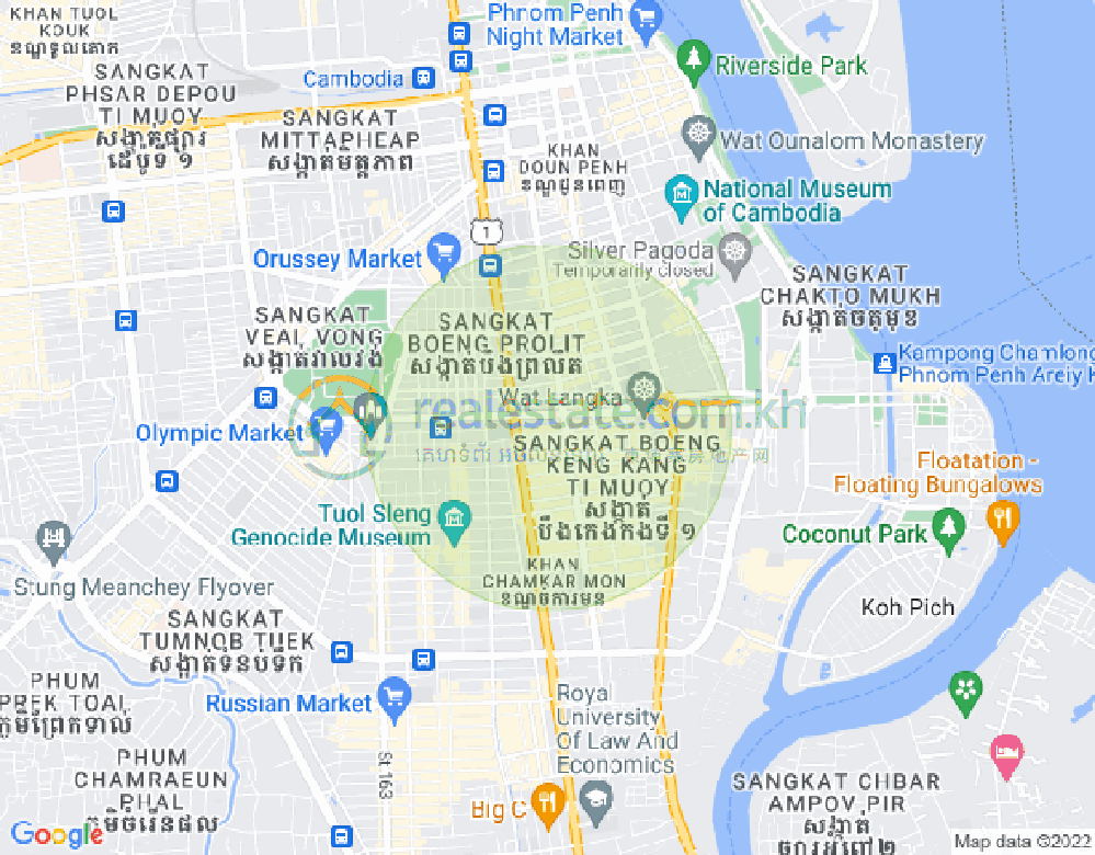 Carte de BKK 1, Boeng Keng Kang, Phnom Penh