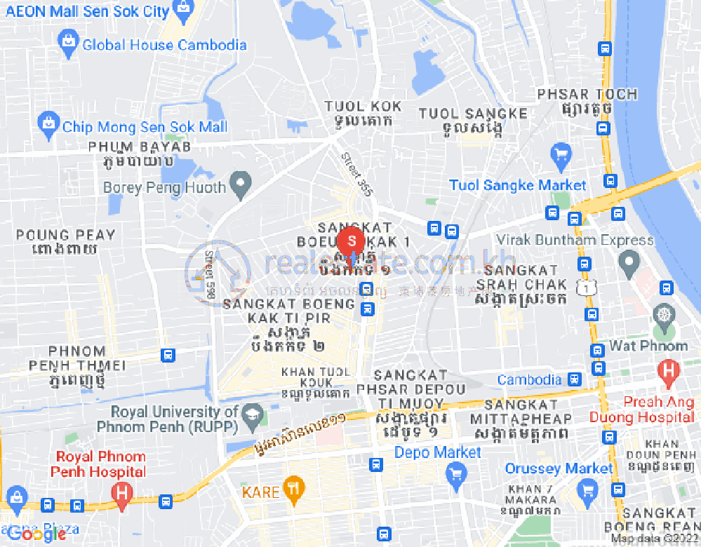 Mapa: Boeung Kak 1, Toul Kork, Phnom Penh