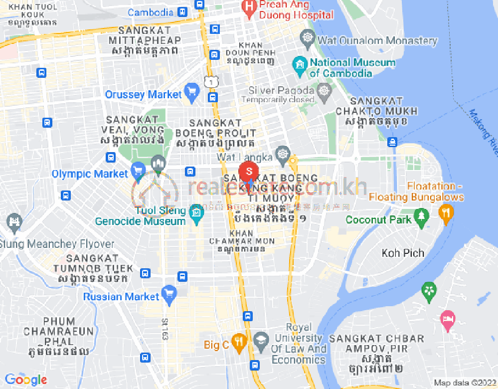 Map of BKK 1, Boeng Keng Kang, Phnom Penh