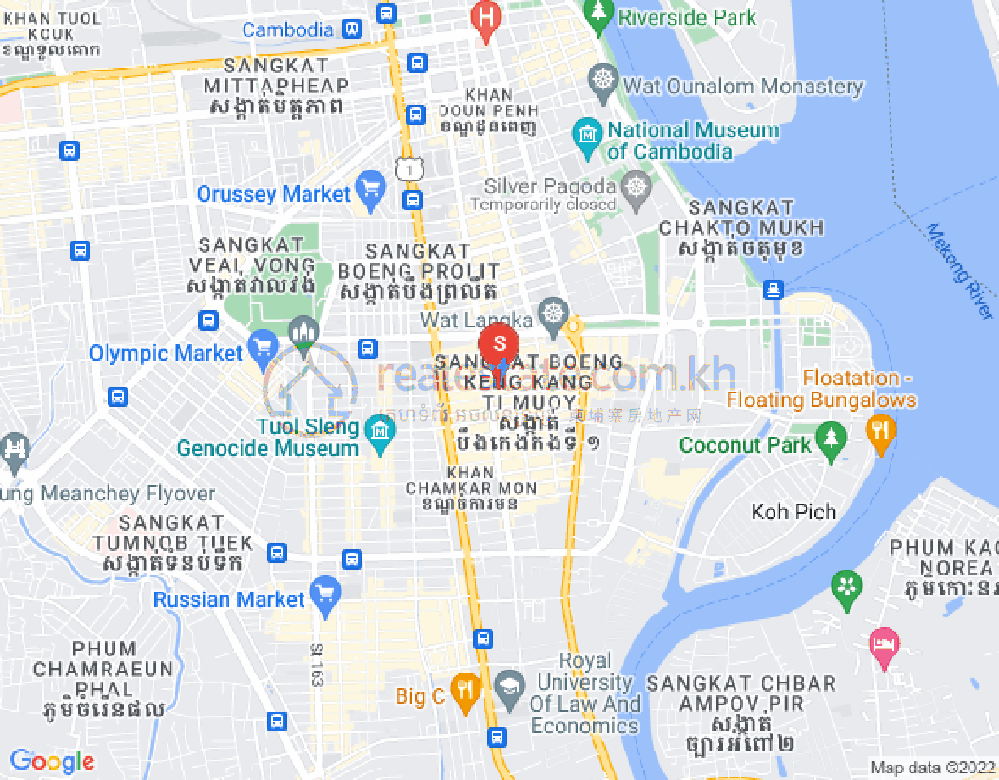 만경강1부구(BKK1), 벙껭깡, 프놈펜 지도