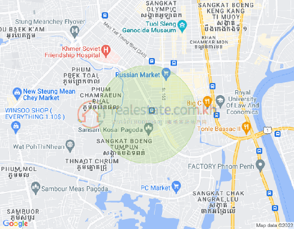 Map of Toul Tum Poung 1, Chamkarmon, Phnom Penh