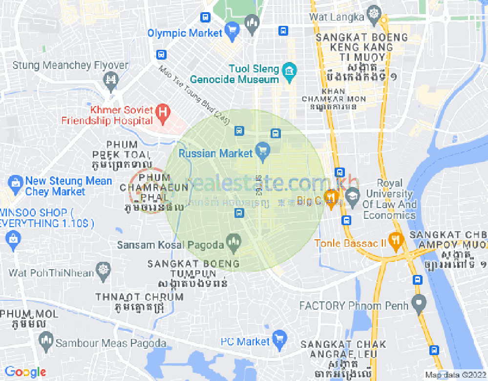 Map of Toul Tum Poung 1, Chamkarmon, Phnom Penh