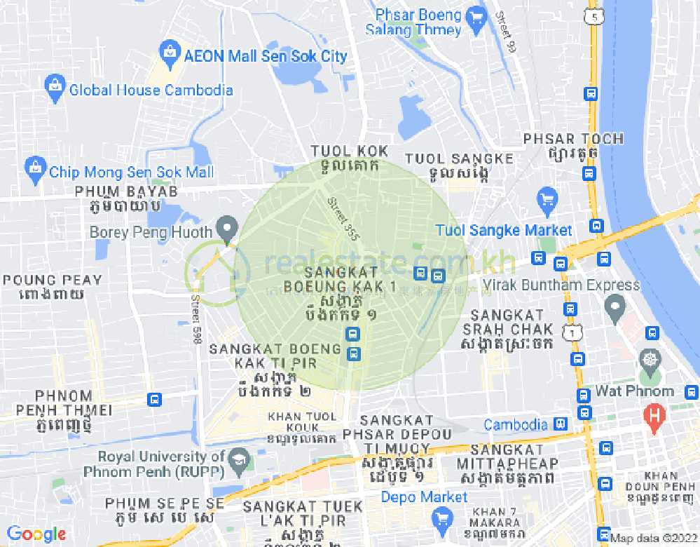 Carte de Boeung Kak 1, Toul Kork, Phnom Penh