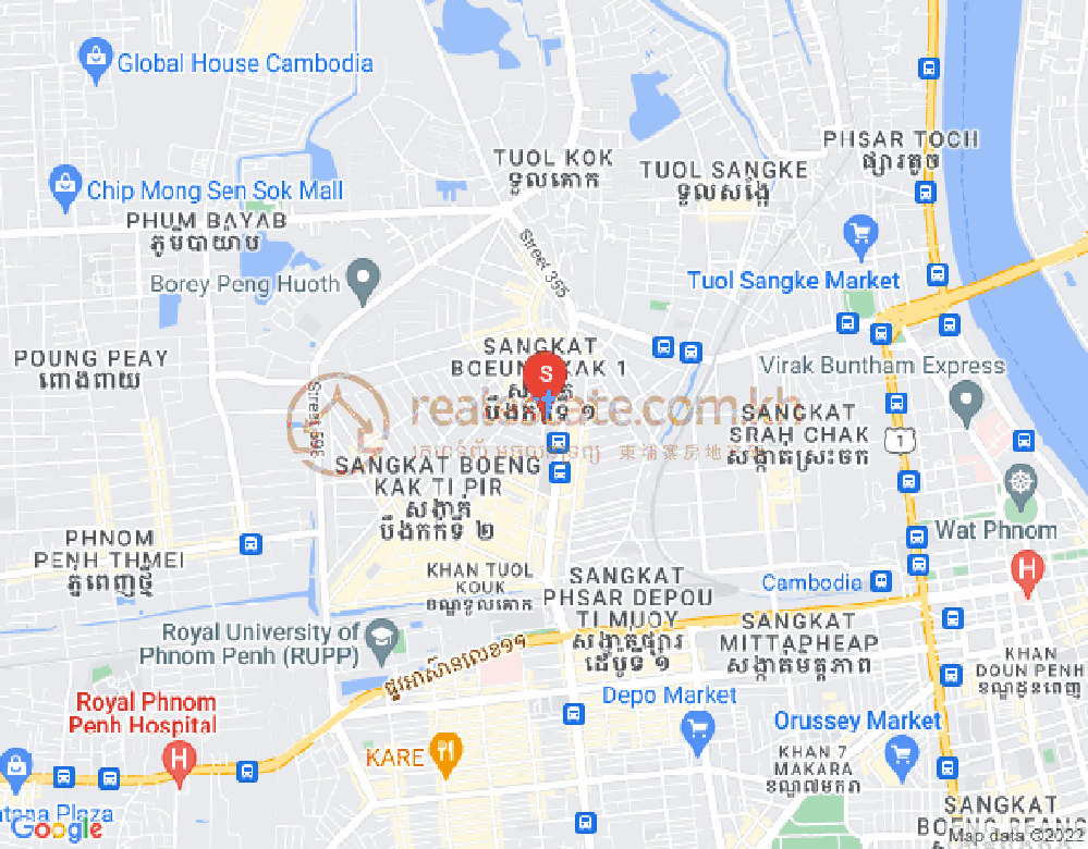 Mapa: Boeung Kak 1, Toul Kork, Phnom Penh