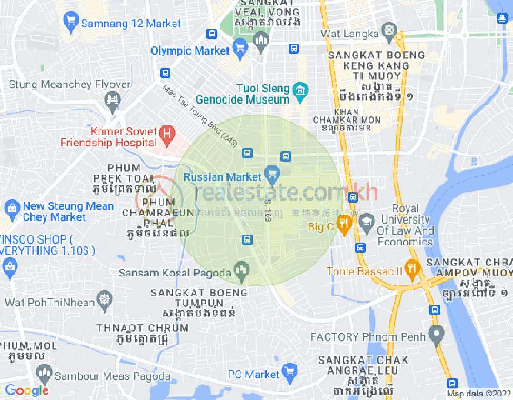 Map of Toul Tum Poung 1, Chamkarmon, Phnom Penh