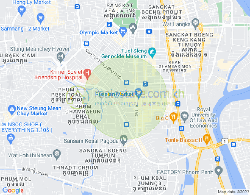 Map of Toul Tum Poung 1, Chamkarmon, Phnom Penh