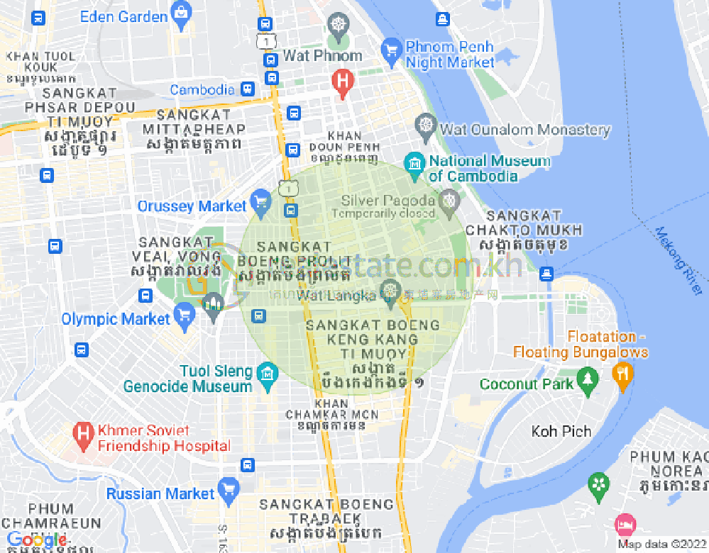 Mapa: BKK 1, Boeng Keng Kang, Phnom Penh