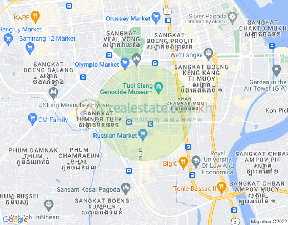 万景岗3分区（BKK3), 波哥堪, 金边地图