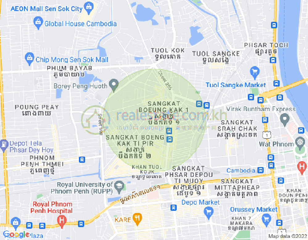 万谷湖1分区, 堆谷区, 金边地图