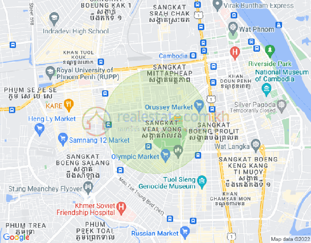 Mapa: Veal Vong, 7 Makara, Phnom Penh