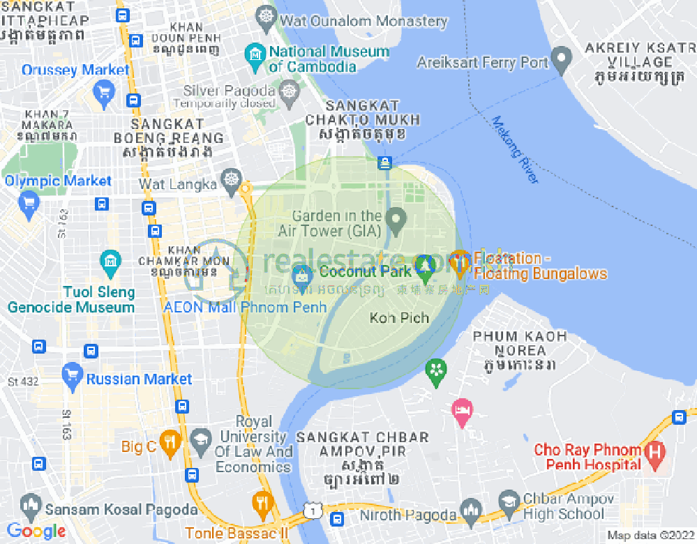 万景岗1分区（BKK1), 波哥堪, 金边地图