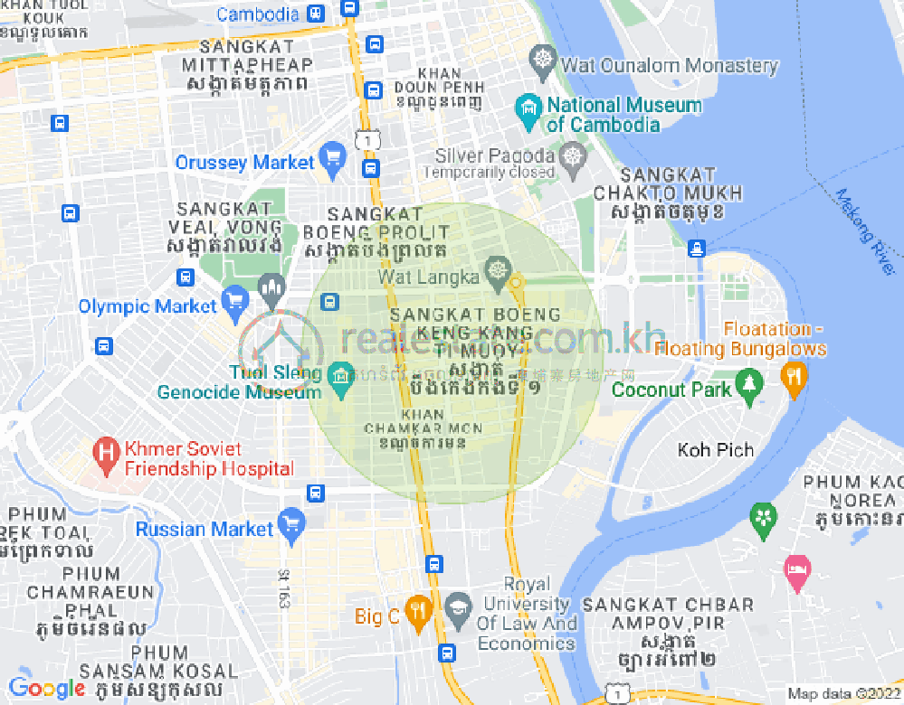 Mapa: BKK 1, Boeng Keng Kang, Phnom Penh