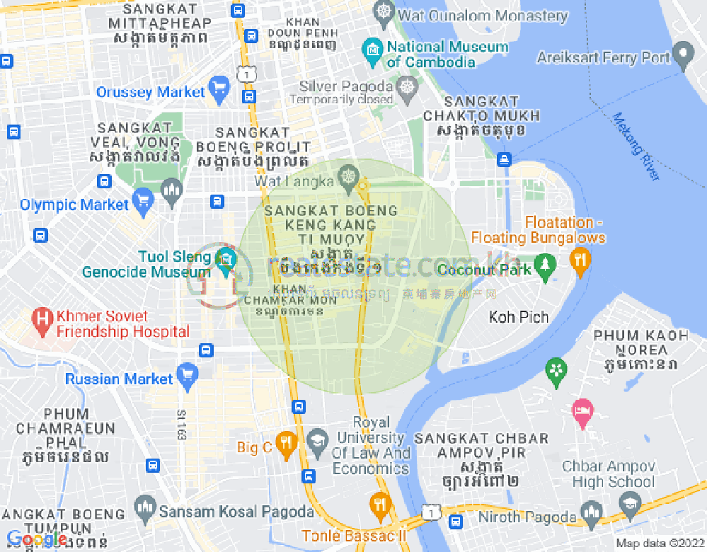 Map of 51 Pasteur, BKK 1, Boeng Keng Kang, Phnom Penh