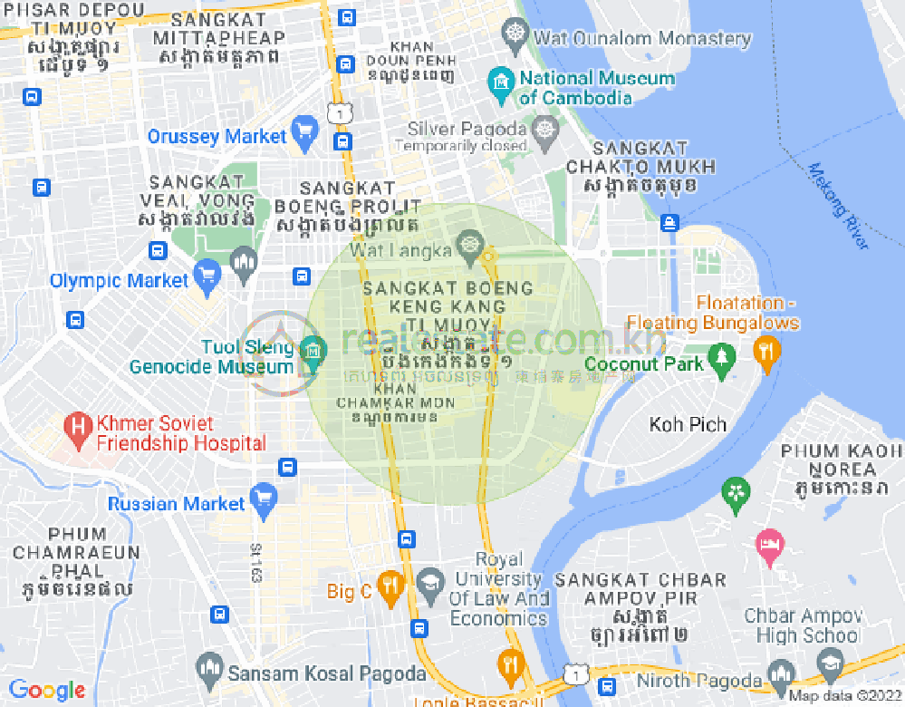 万景岗1分区（BKK1), 波哥堪, 金边地图