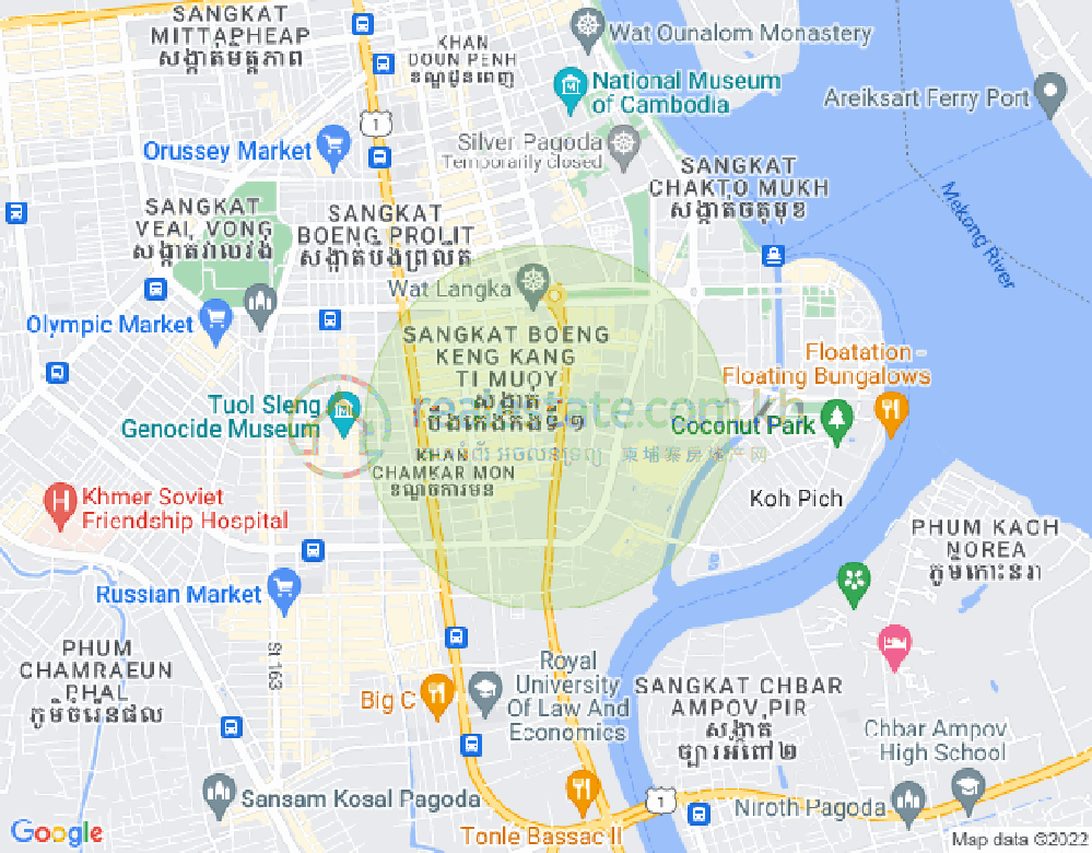 Mapa: BKK 3, Boeng Keng Kang, Phnom Penh