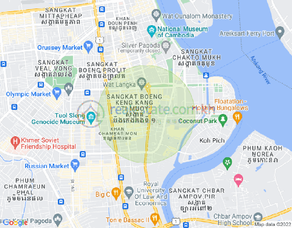 Mapa: BKK 1, Boeng Keng Kang, Phnom Penh