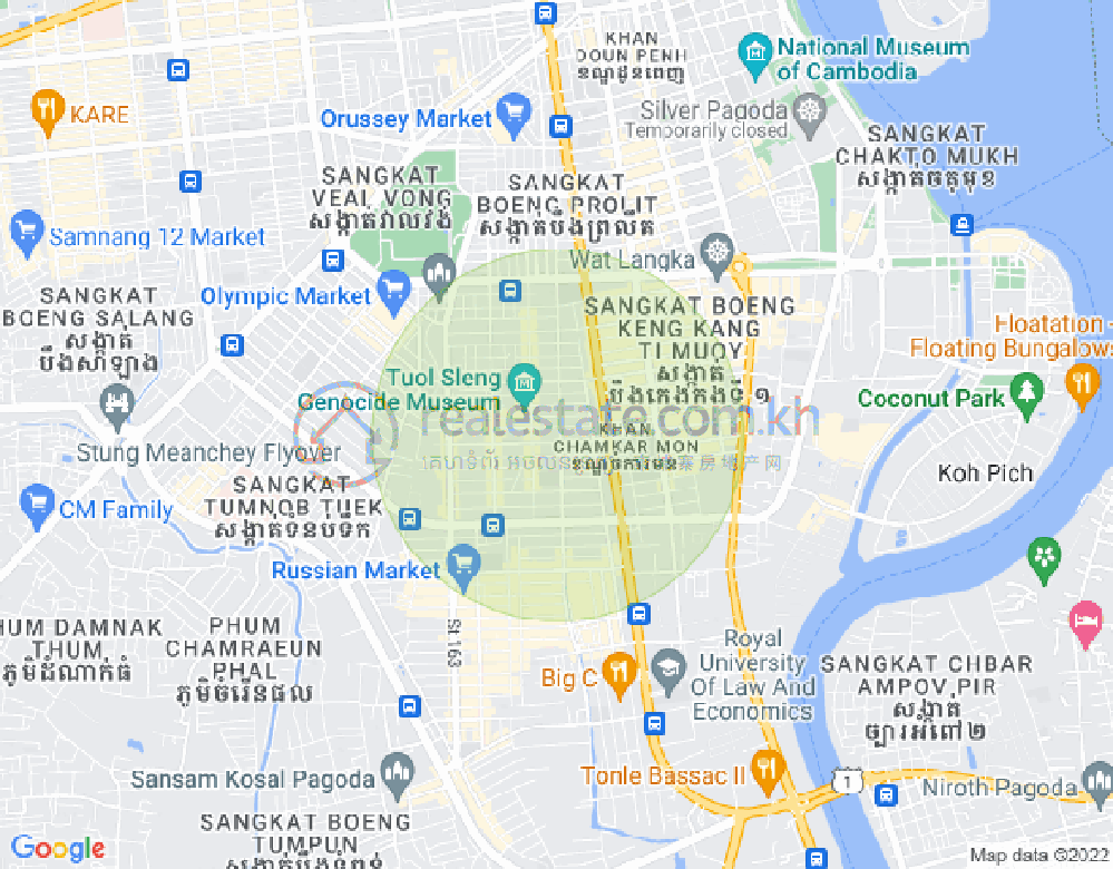 Carte de Boeung Kak 1, Toul Kork, Phnom Penh