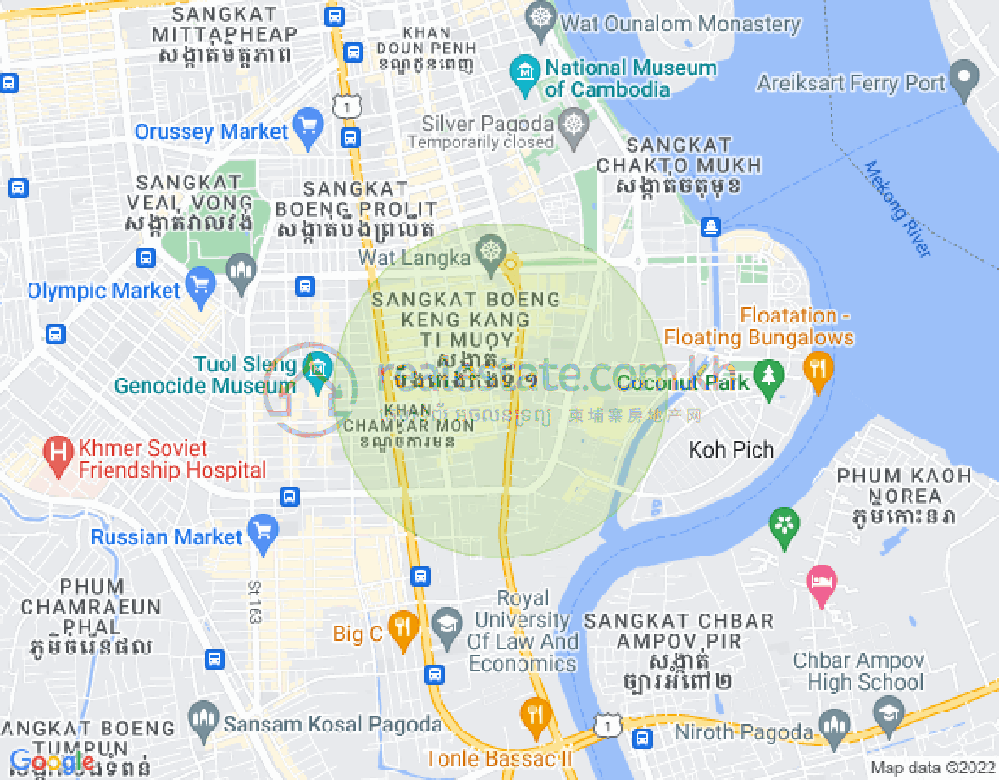 Carte de BKK 1, Boeng Keng Kang, Phnom Penh