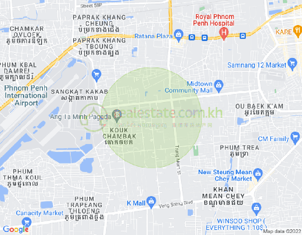 Tuek Thla屯, 森速区, 金边地图