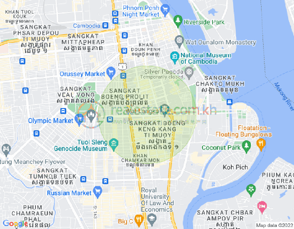 만경강1부구(BKK1), 벙껭깡, 프놈펜 지도