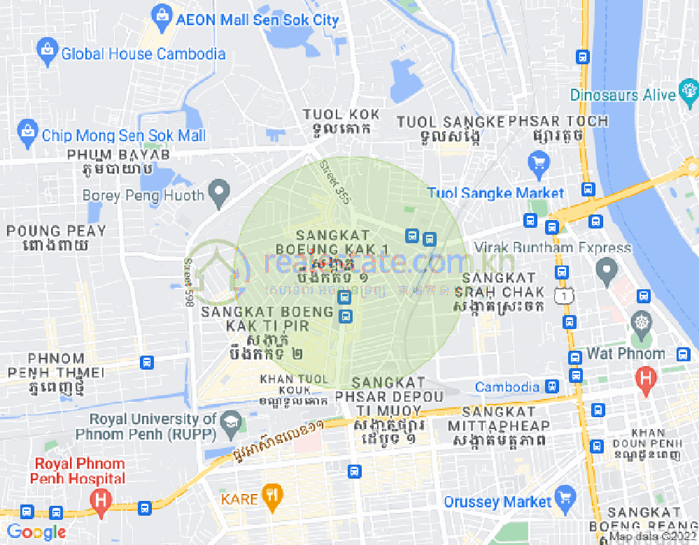 Map of Boeung Kak 1, Toul Kork, Phnom Penh