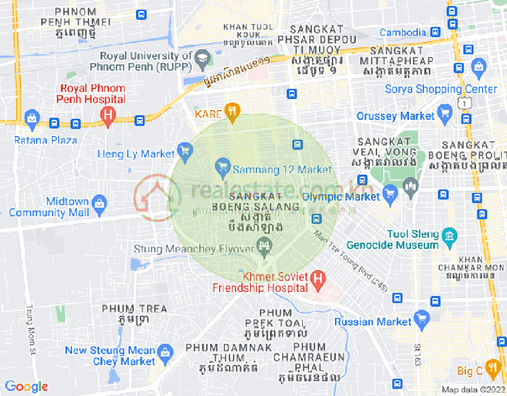 ブン・カック1, トゥールコーク, プノンペンの地図