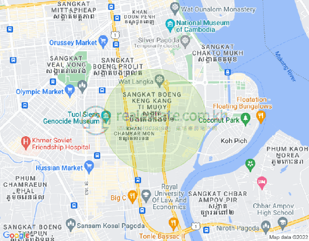 Map of BKK 1, Boeng Keng Kang, Phnom Penh