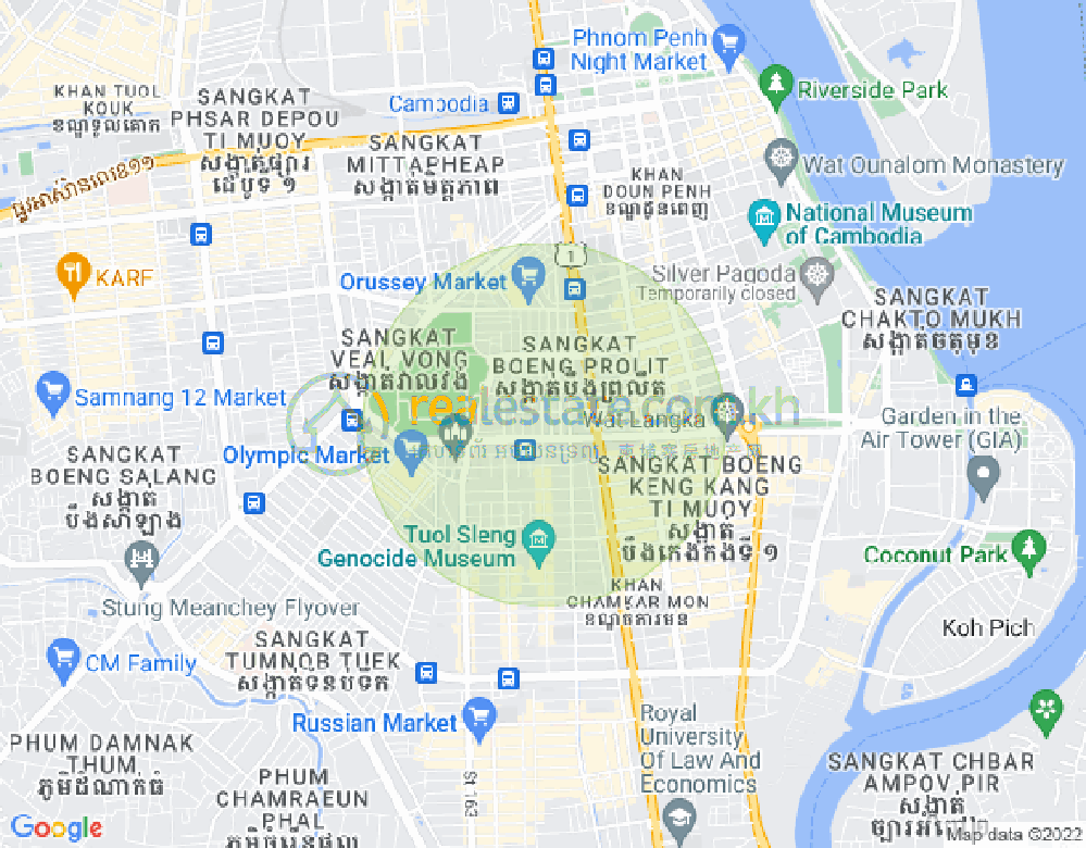 Map of Boeung Kak 1, Toul Kork, Phnom Penh