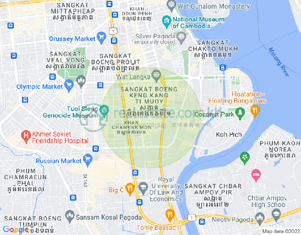 Carte de BKK 1, Boeng Keng Kang, Phnom Penh