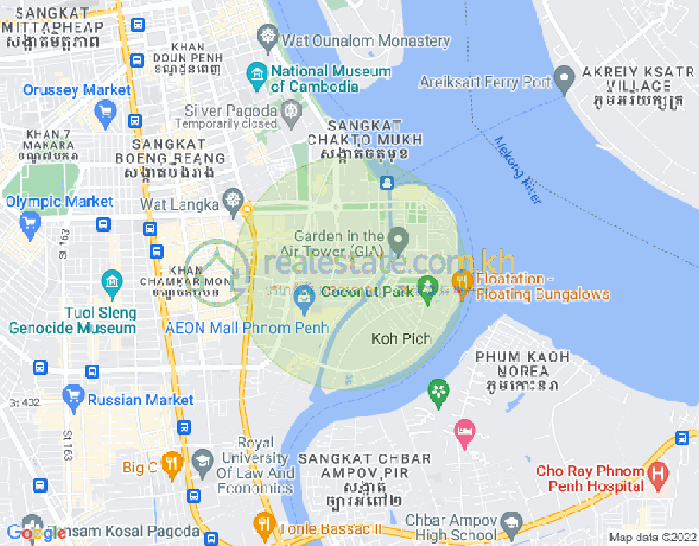 Map of Tonle Bassac, Chamkarmon, Phnom Penh