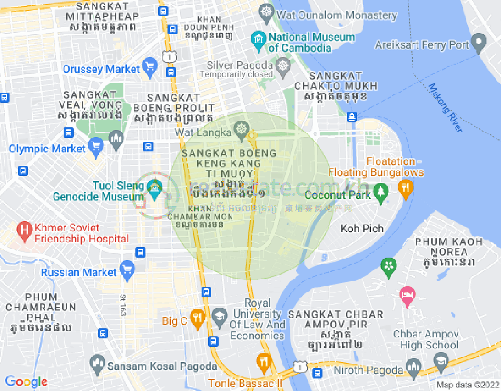 Carte de BKK 1, Boeng Keng Kang, Phnom Penh