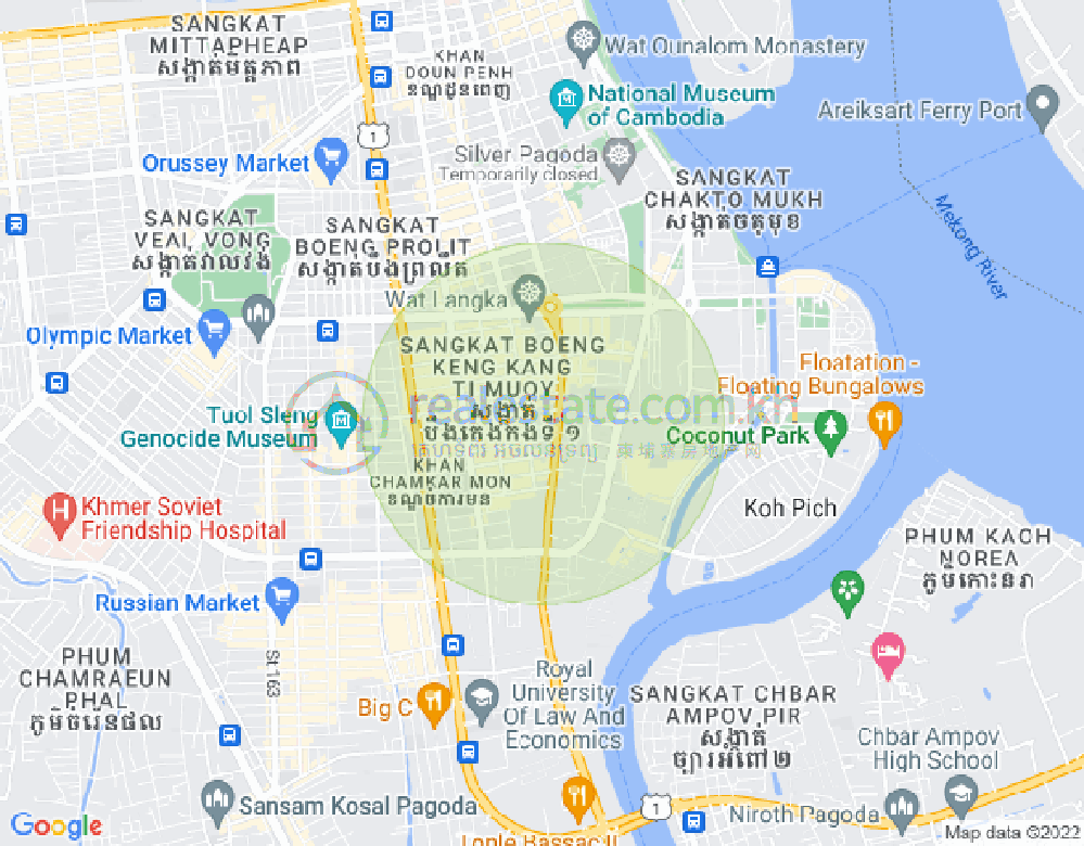 Mapa: BKK 1, Boeng Keng Kang, Phnom Penh