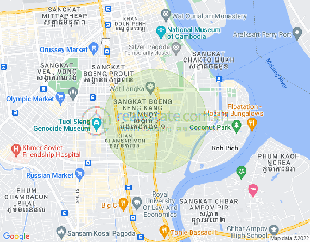 Mapa: BKK 1, Boeng Keng Kang, Phnom Penh