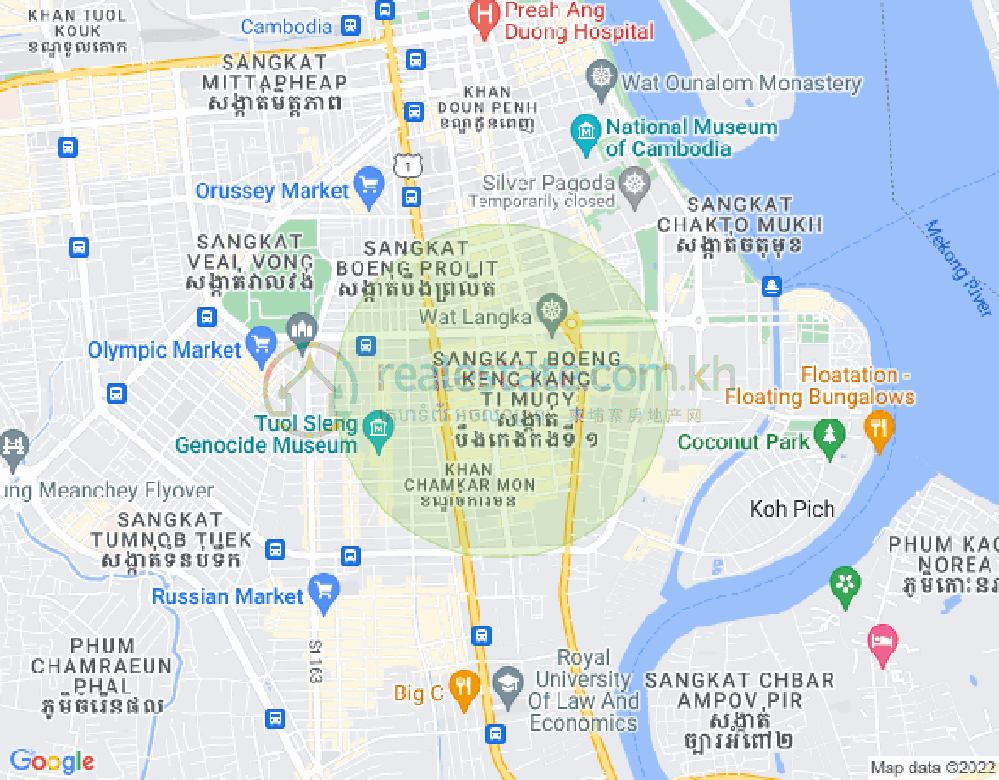 万景岗1分区（BKK1), 波哥堪, 金边地图